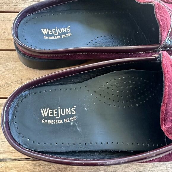 GH Bass Weejuns Wynn Red Velvet Mules Penny Loafers Slip On Womens Shoes 8.5 - Picture 3 of 5
